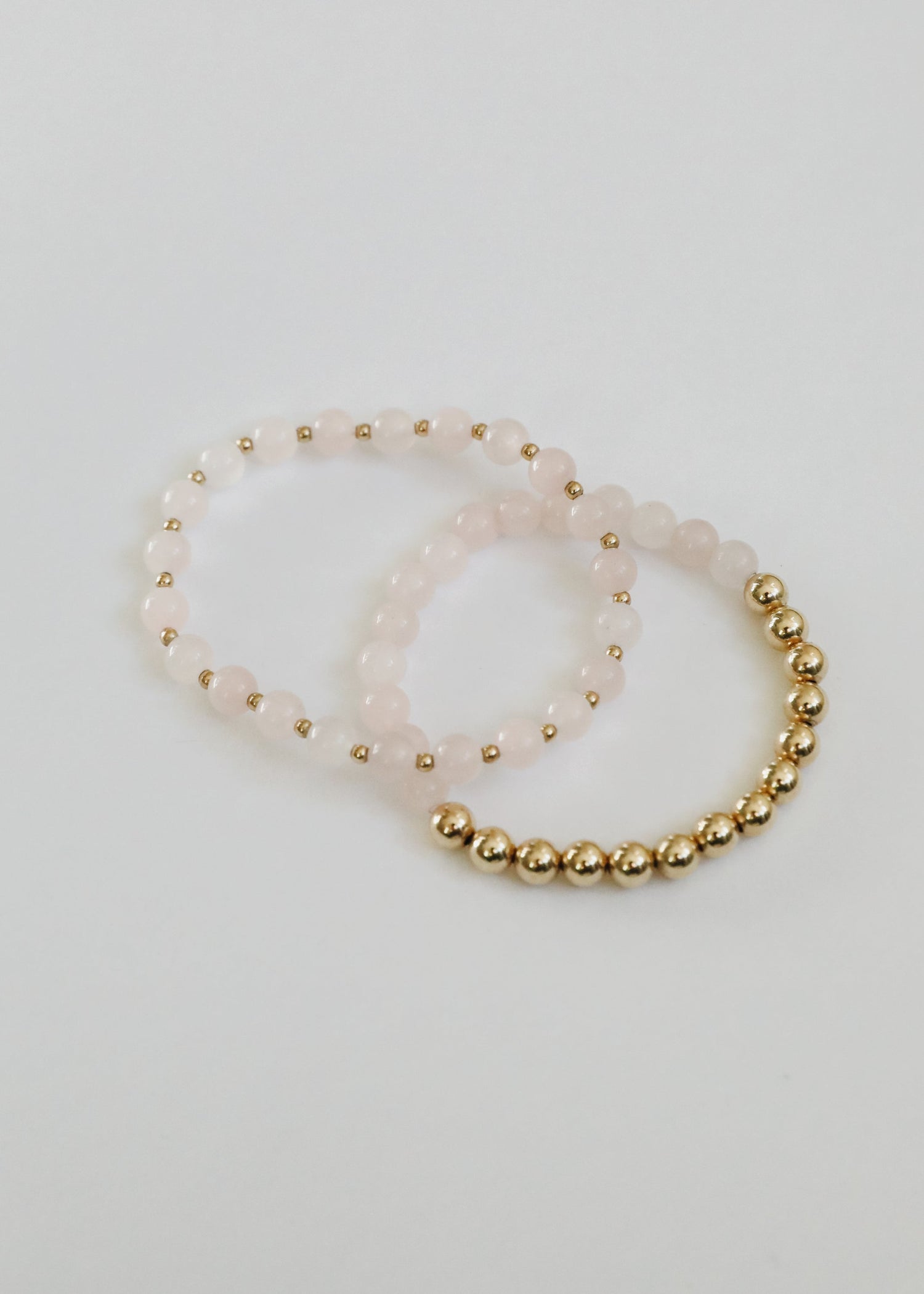 Rose Quartz : 14k Gold Filled Sun + Moon || Stretch Bracelets by CanyonLeaf