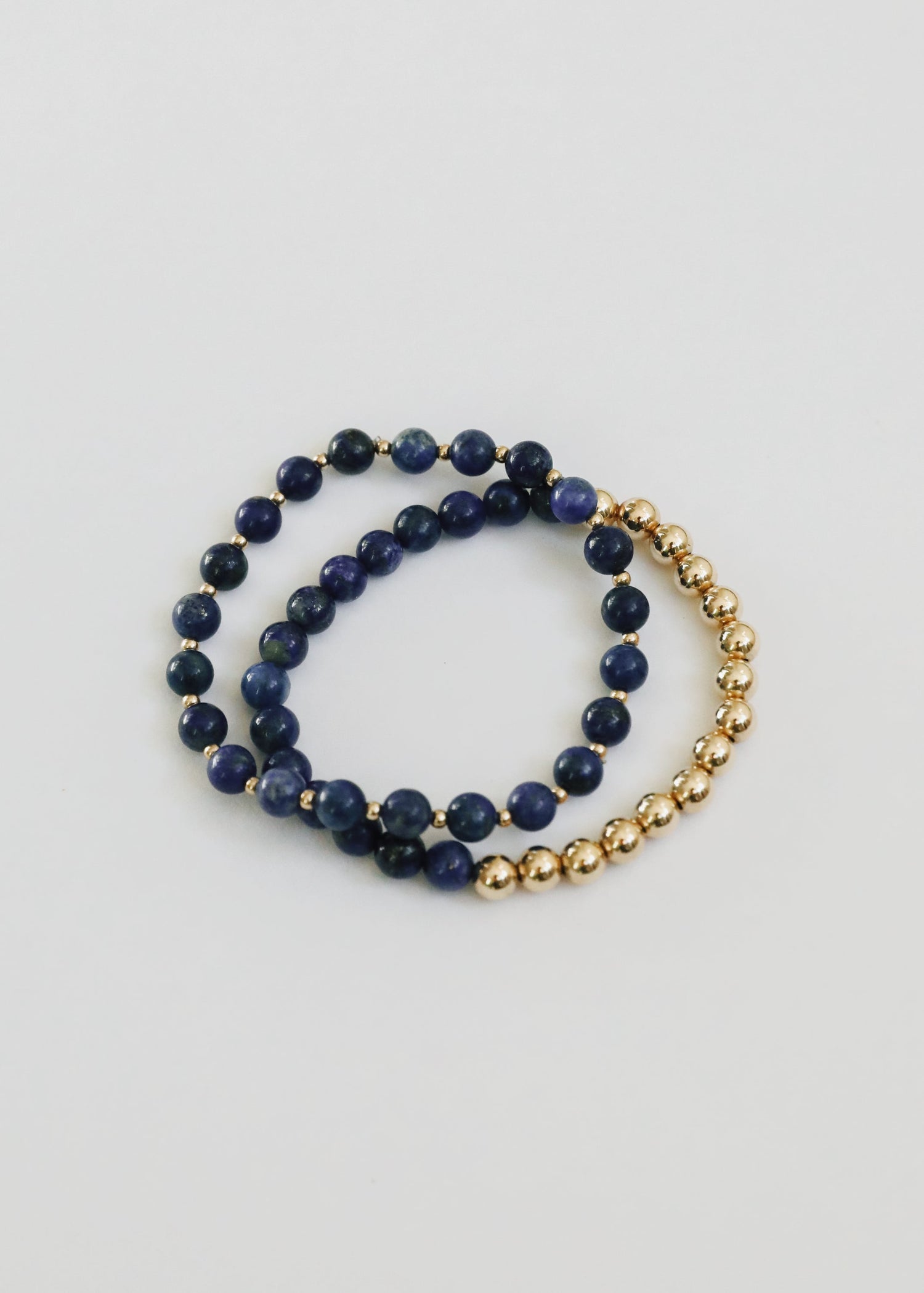 Lapis Lazuli : 14k Gold Filled Beaded Sun + Moon || Stretch Bracelets by CanyonLeaf