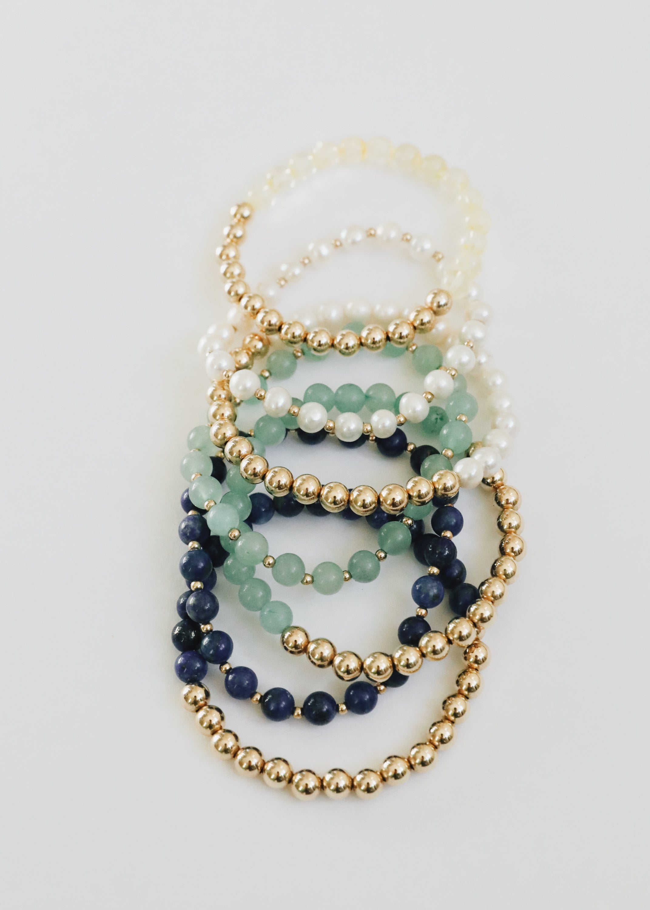 Aventurine Gemstone + 14K Gold Filled || Beaded Stretch Bracelets by CanyonLeaf