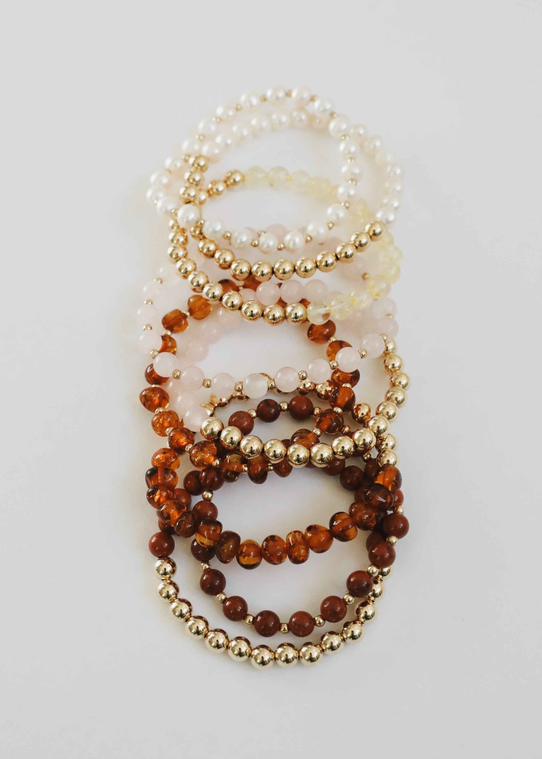 Pearl : 14k Gold Filled Sun + Moon || Stretch Bracelets by CanyonLeaf