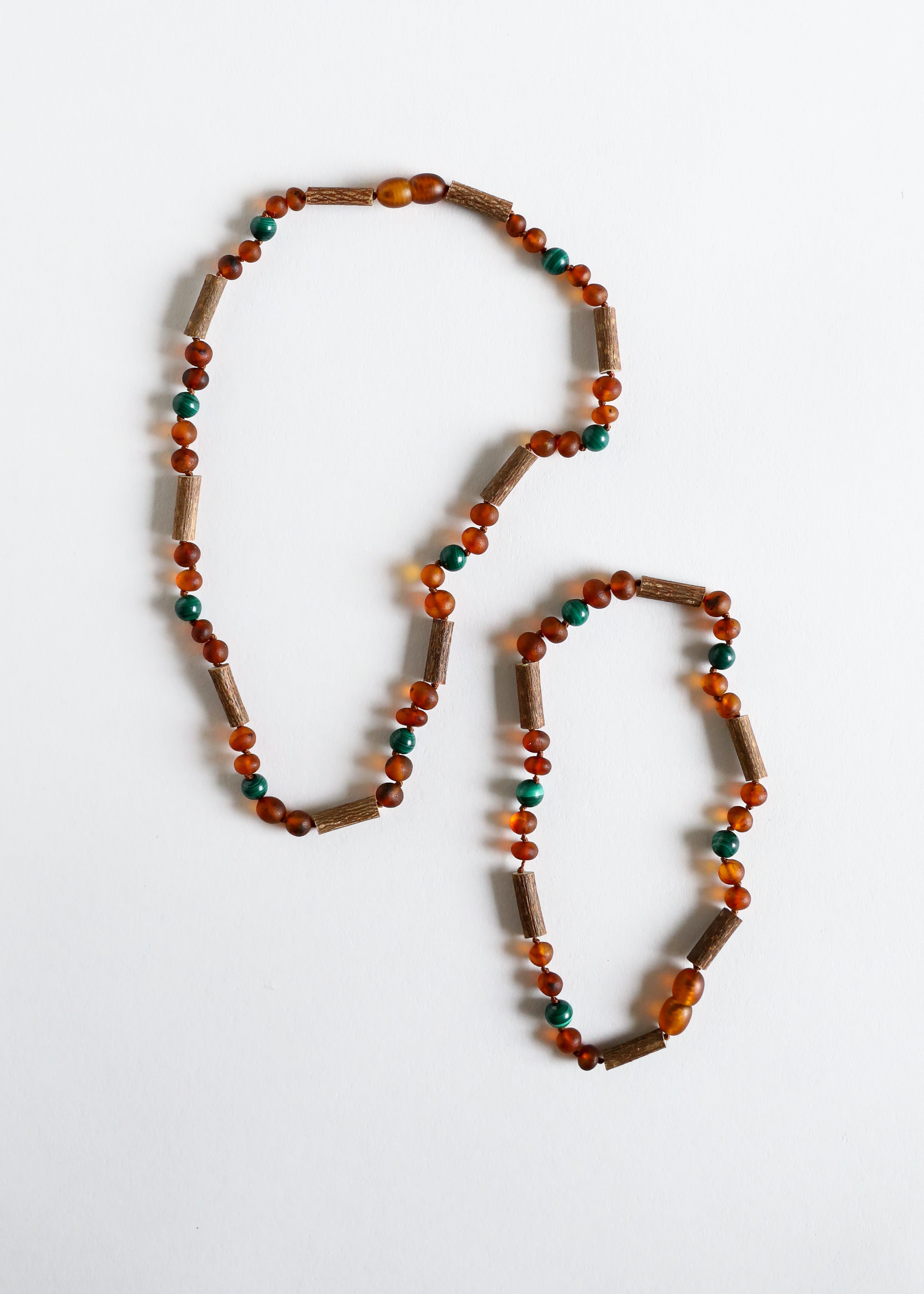 Hazelwood || Raw Cognac Baltic Amber + Malachite || Necklace by CanyonLeaf