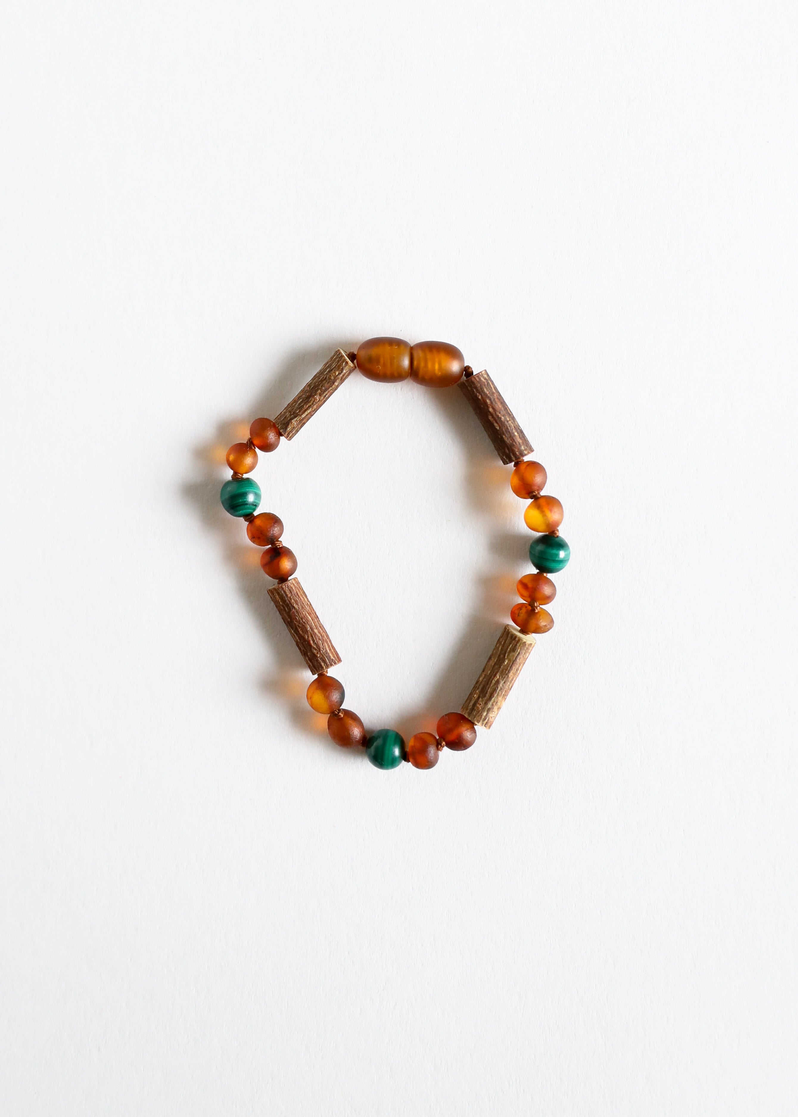 Hazelwood || Raw Cognac Baltic Amber + Malachite || Anklet or Bracelet by CanyonLeaf