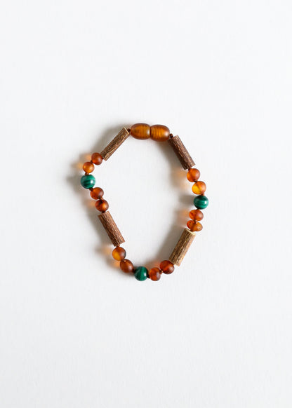 Hazelwood || Raw Cognac Baltic Amber + Malachite || Anklet or Bracelet by CanyonLeaf