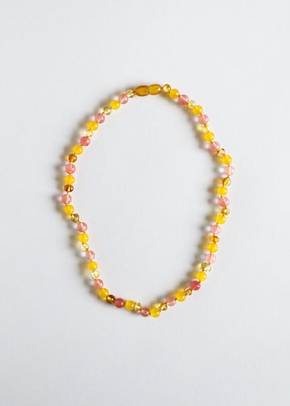 Polished Honey Baltic Amber + Honeysuckle Gemstones || Necklace by CanyonLeaf