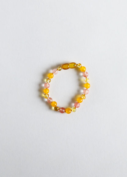 Polished Honey Baltic Amber + Honeysuckle Gemstones || Anklet or Bracelet by CanyonLeaf