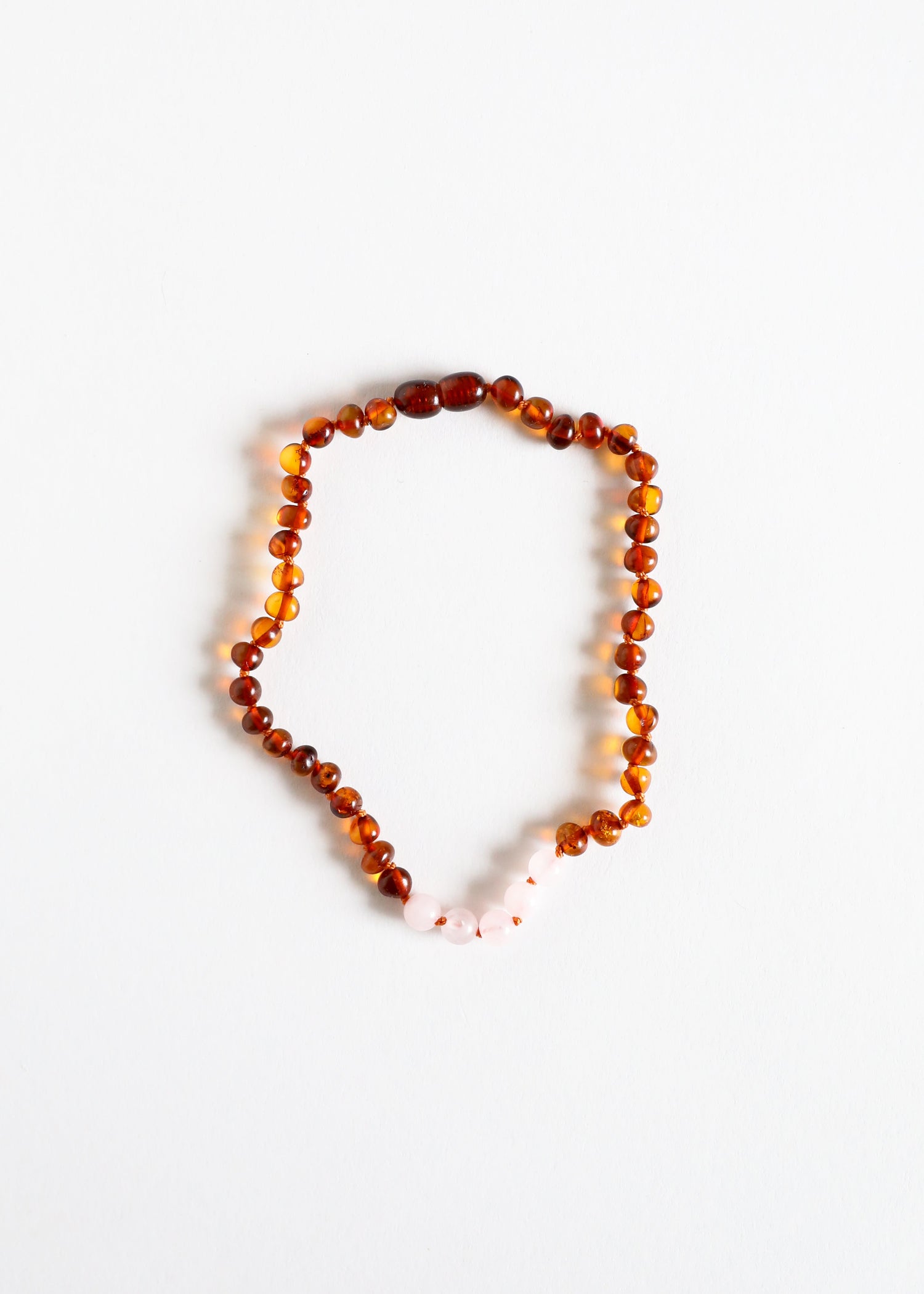 Polished Cognac Baltic Amber + Rose Quartz || Necklace by CanyonLeaf
