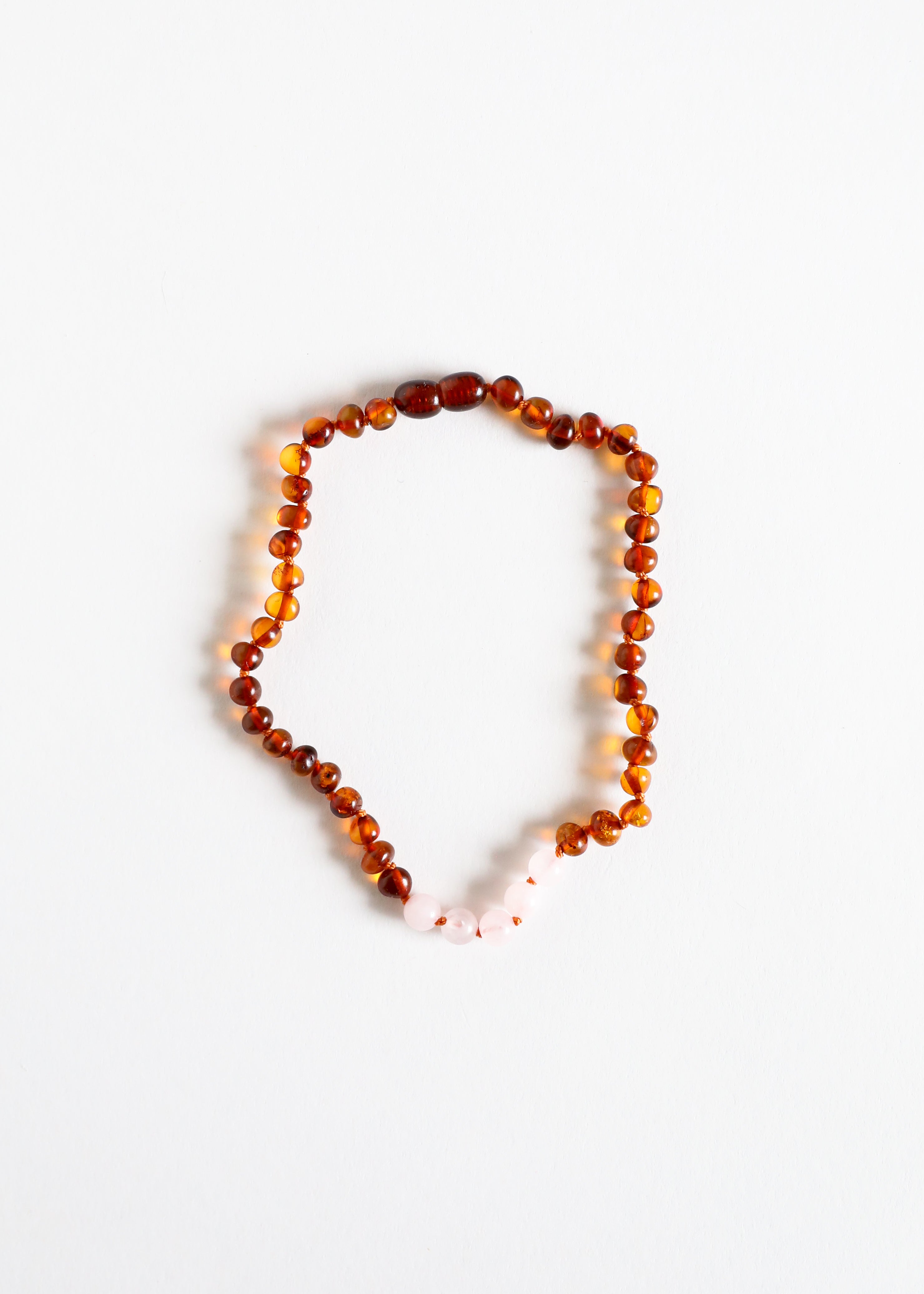 Polished Cognac Baltic Amber + Rose Quartz || Necklace by CanyonLeaf