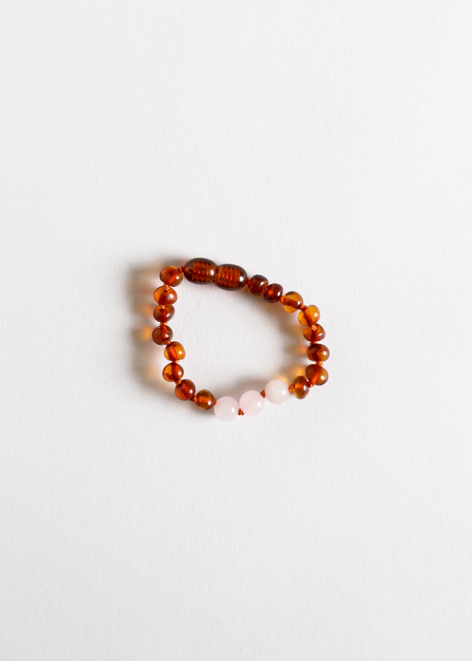 Polished Cognac Baltic Amber + Rose Quartz || Anklet or Bracelet by CanyonLeaf
