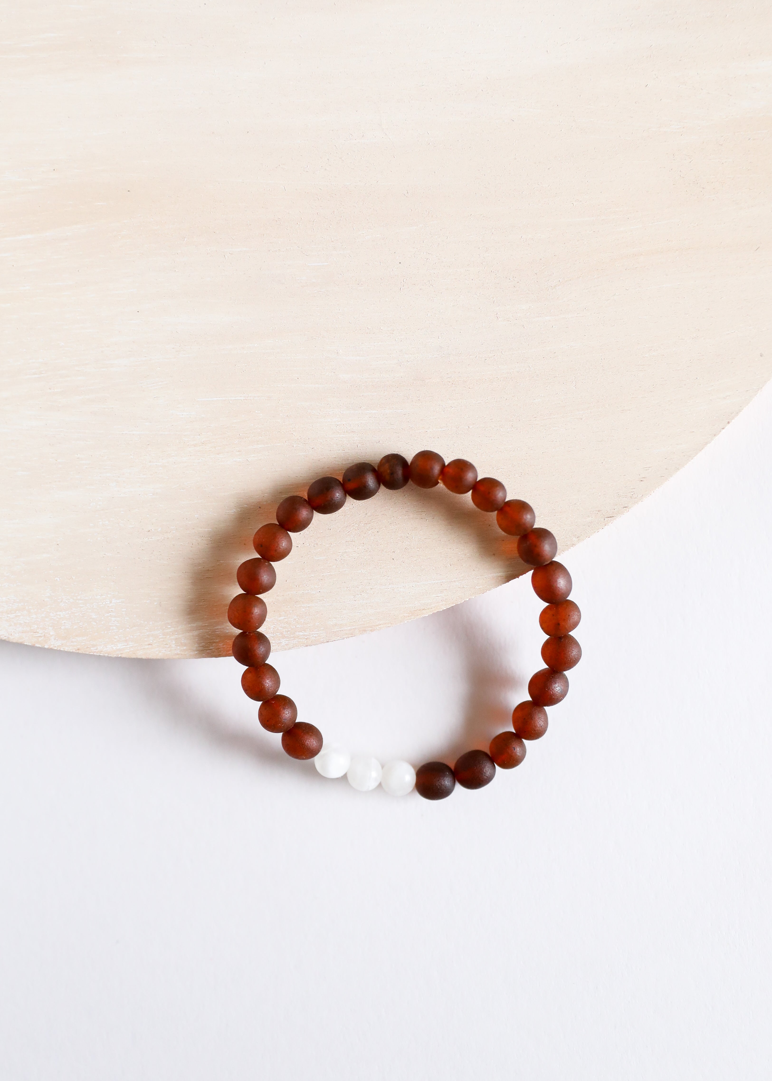 Raw Cognac Baltic Amber + Moonstone || Adult Bracelet by CanyonLeaf