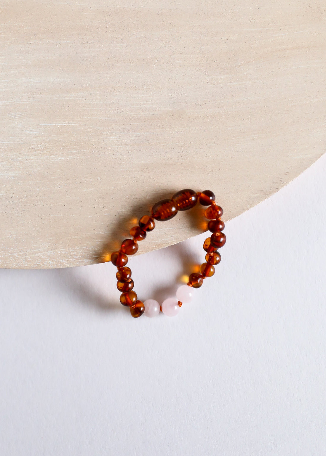 Polished Cognac Baltic Amber + Rose Quartz || Anklet or Bracelet by CanyonLeaf