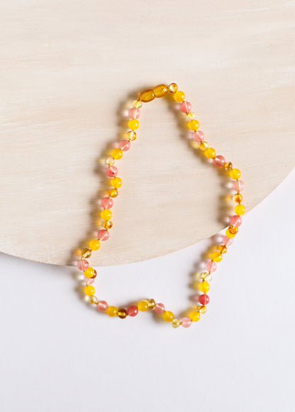 Polished Honey Baltic Amber + Honeysuckle Gemstones || Kids Set || by CanyonLeaf