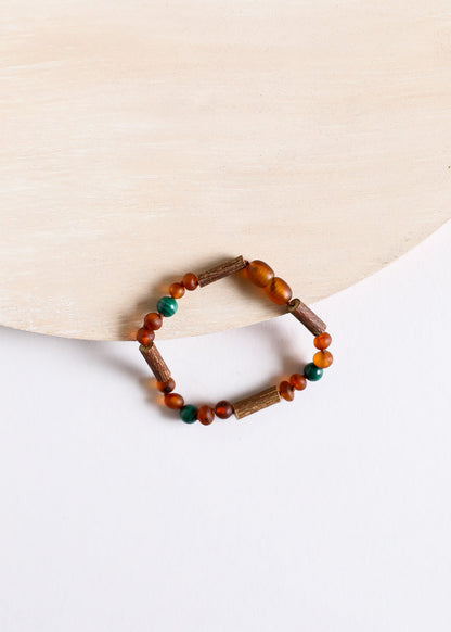 Hazelwood || Raw Cognac Baltic Amber + Malachite || Anklet or Bracelet by CanyonLeaf
