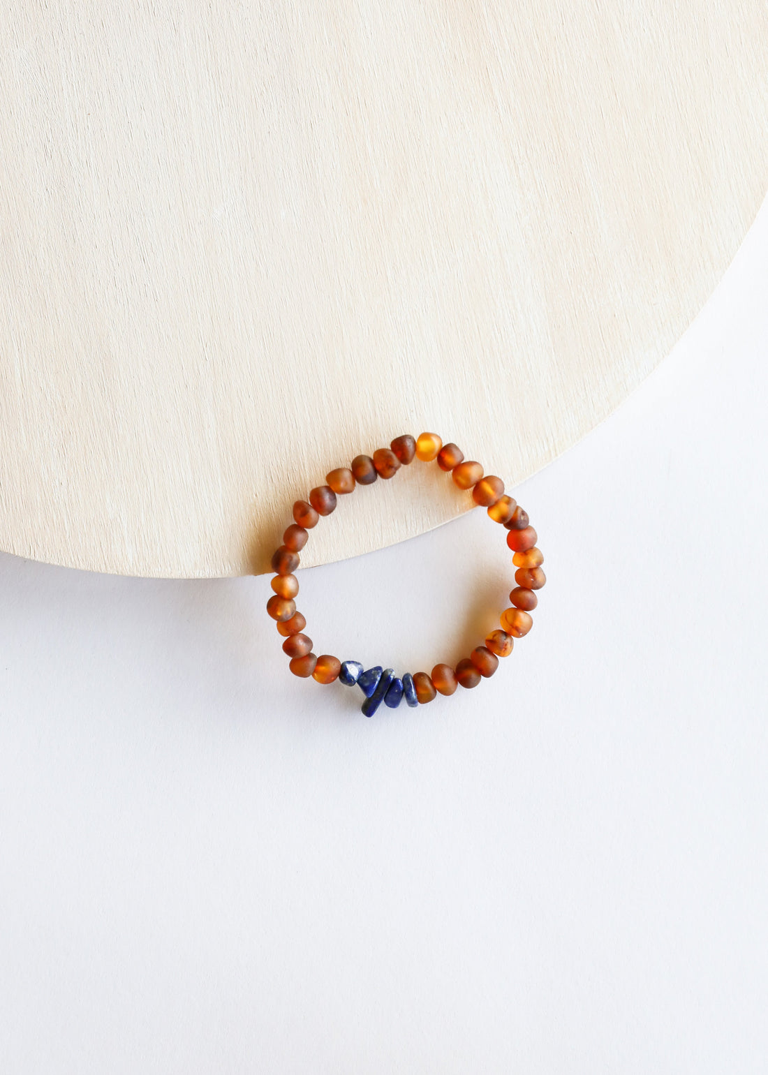 Raw Cognac Baltic Amber + Lapis Lazuli || Adult Stretch Bracelet by CanyonLeaf