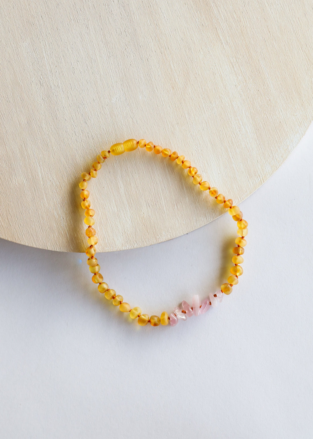 Raw Honey Baltic Amber + Raw Rose Quartz || Necklace by CanyonLeaf