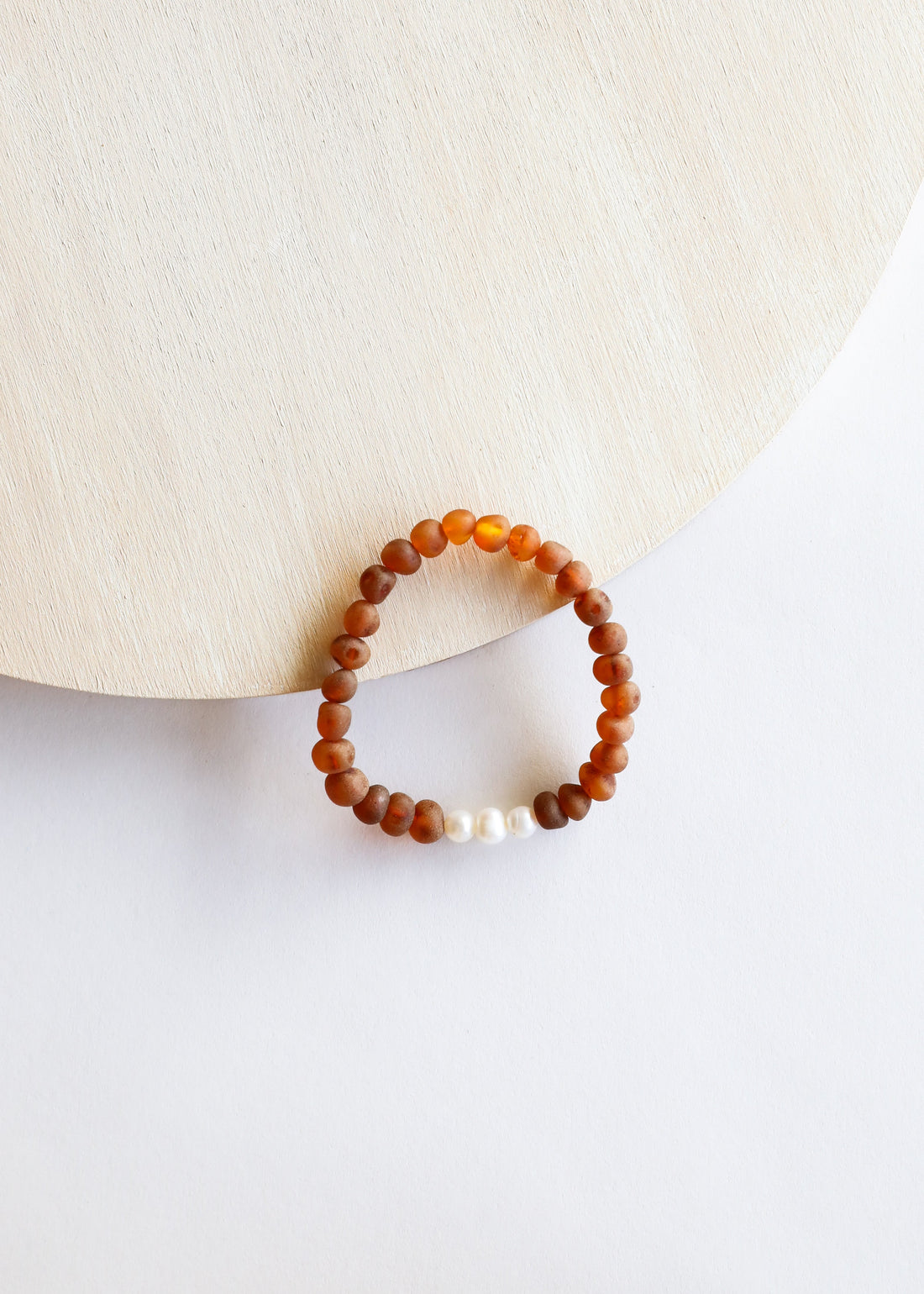 Raw Cognac Baltic Amber + Pearls || Adult Bracelet by CanyonLeaf
