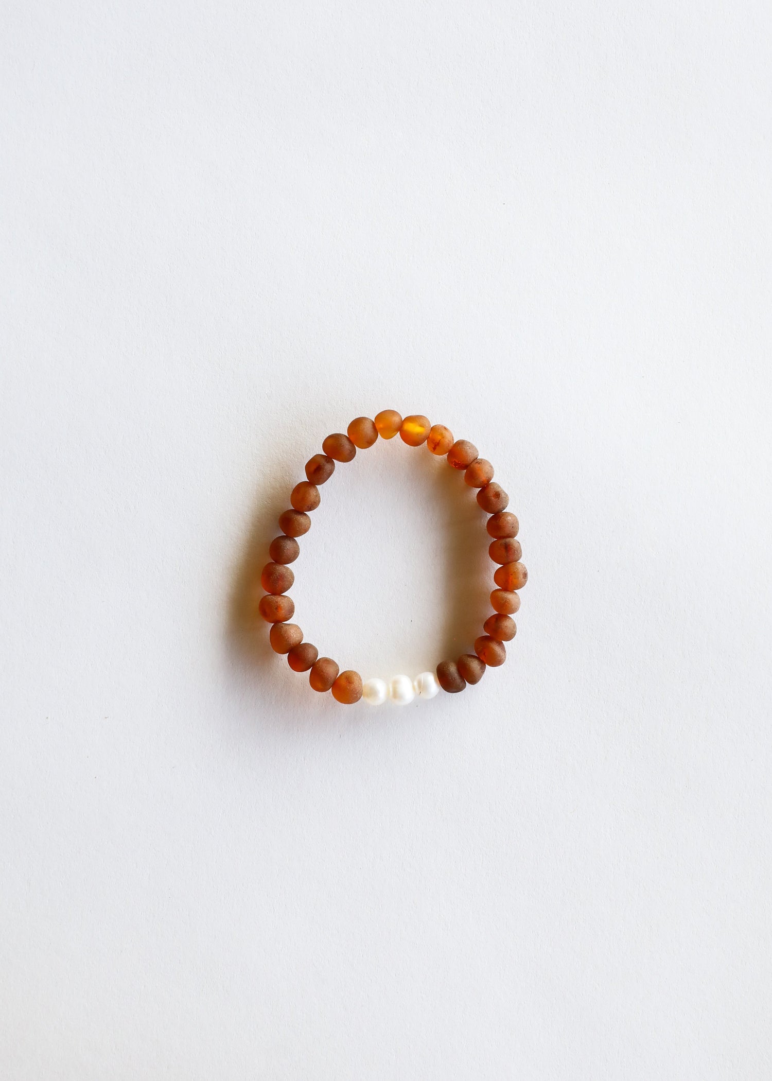 Raw Cognac Baltic Amber + Pearls || Adult Bracelet by CanyonLeaf