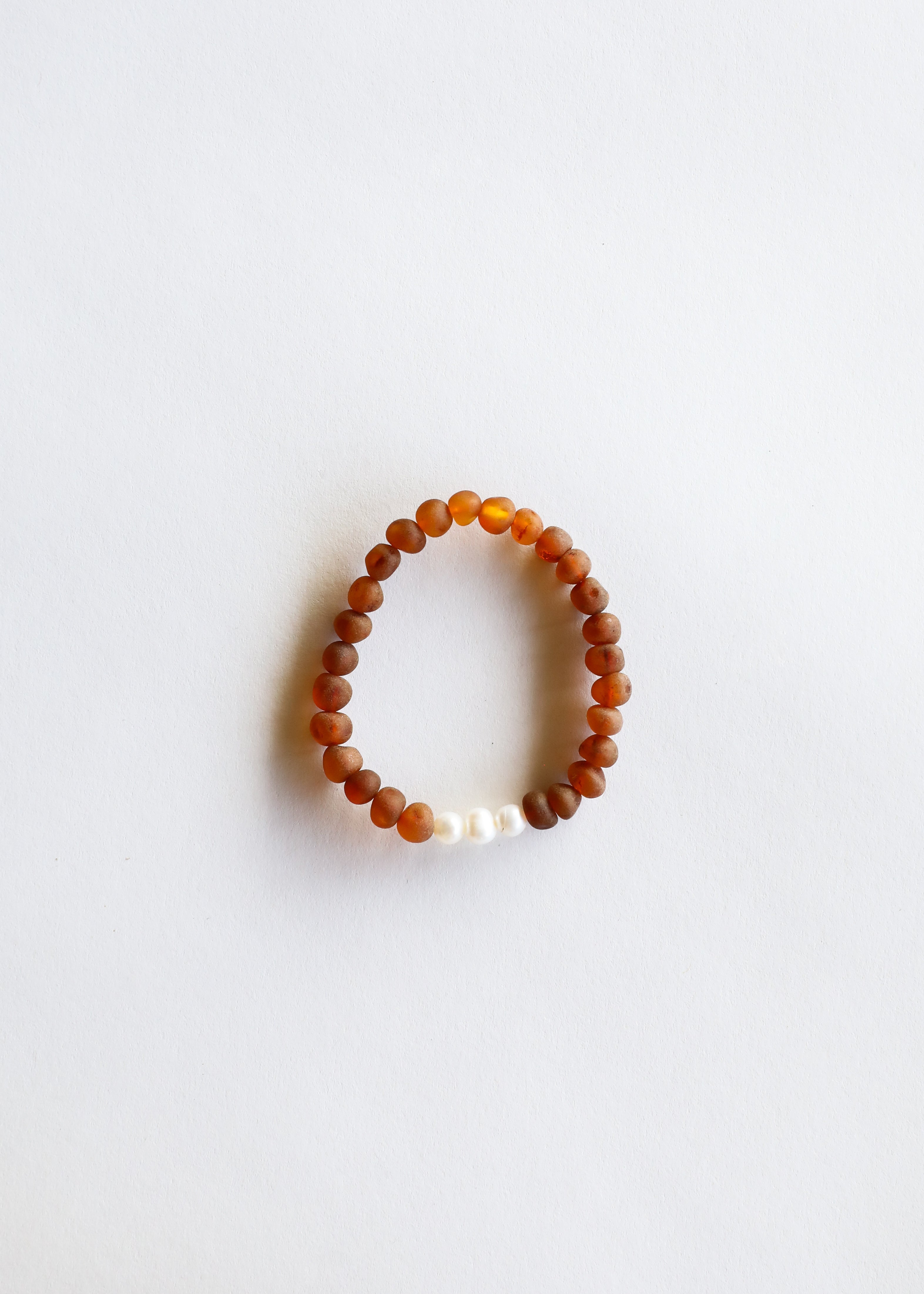 Raw Cognac Baltic Amber + Pearls || Adult Bracelet by CanyonLeaf