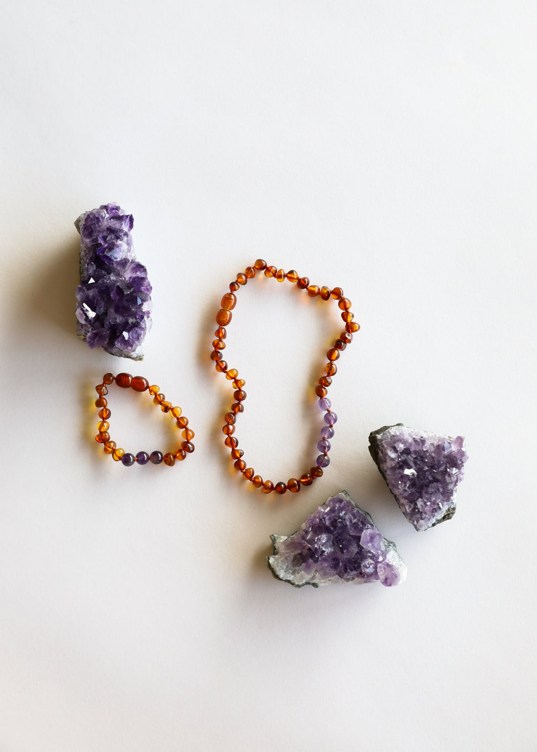 Polished Cognac Baltic Amber + Amethyst || Necklace by CanyonLeaf