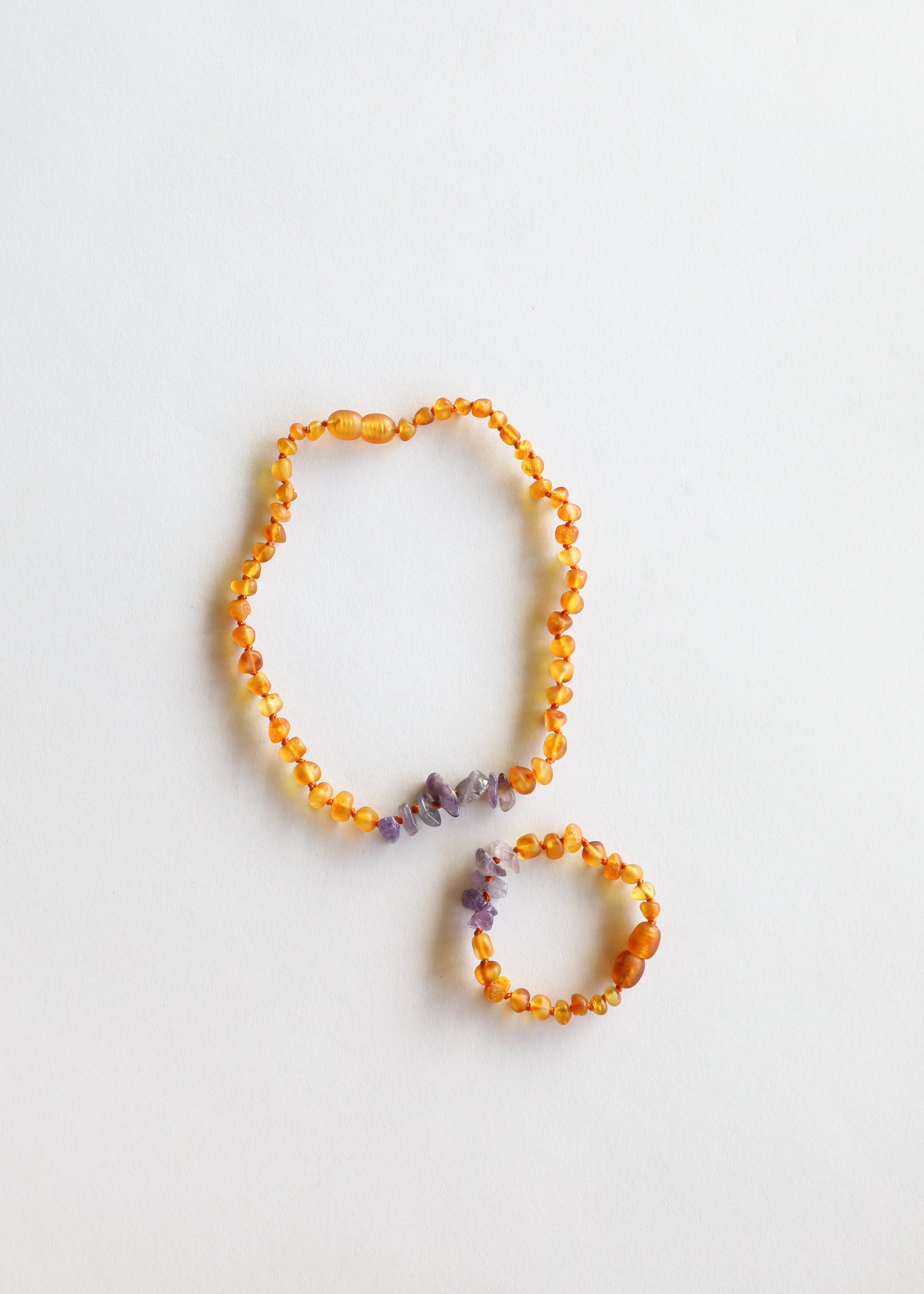 Raw Honey Baltic Amber + Raw Amethyst || Kids Set by CanyonLeaf