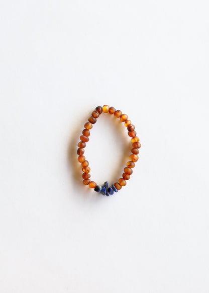Raw Cognac Baltic Amber + Lapis Lazuli || Bracelet Set by CanyonLeaf