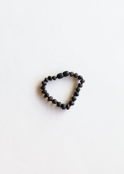 Raw Black Baltic Sea Amber || Anklet or Bracelet by CanyonLeaf