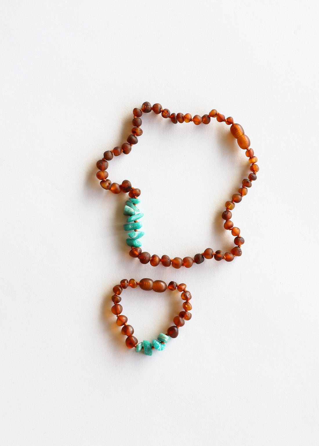 Raw Cognac Baltic Amber + Raw Amazonite || Kids Set by CanyonLeaf