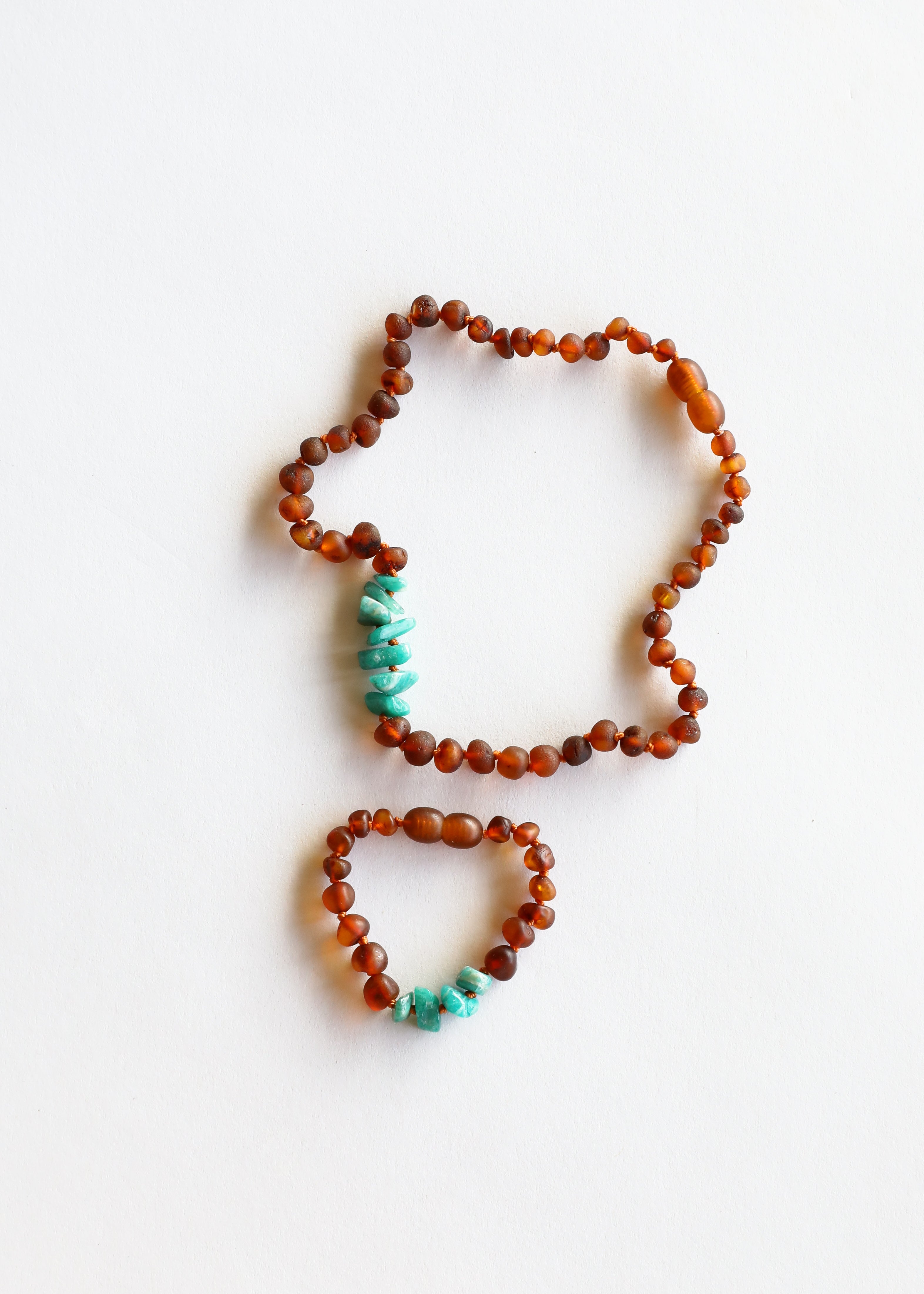 Raw Cognac Baltic Amber + Raw Amazonite || Kids Set by CanyonLeaf
