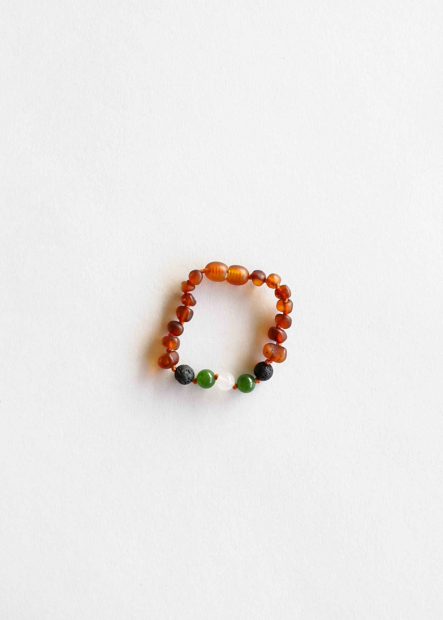 Raw Cognac Baltic Amber || Lava + Jade + Agate || Anklet or Bracelet by CanyonLeaf