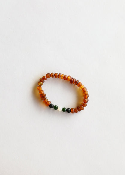 Raw Cognac Baltic Amber || Lava + Jade + Agate || Adult Bracelet by CanyonLeaf