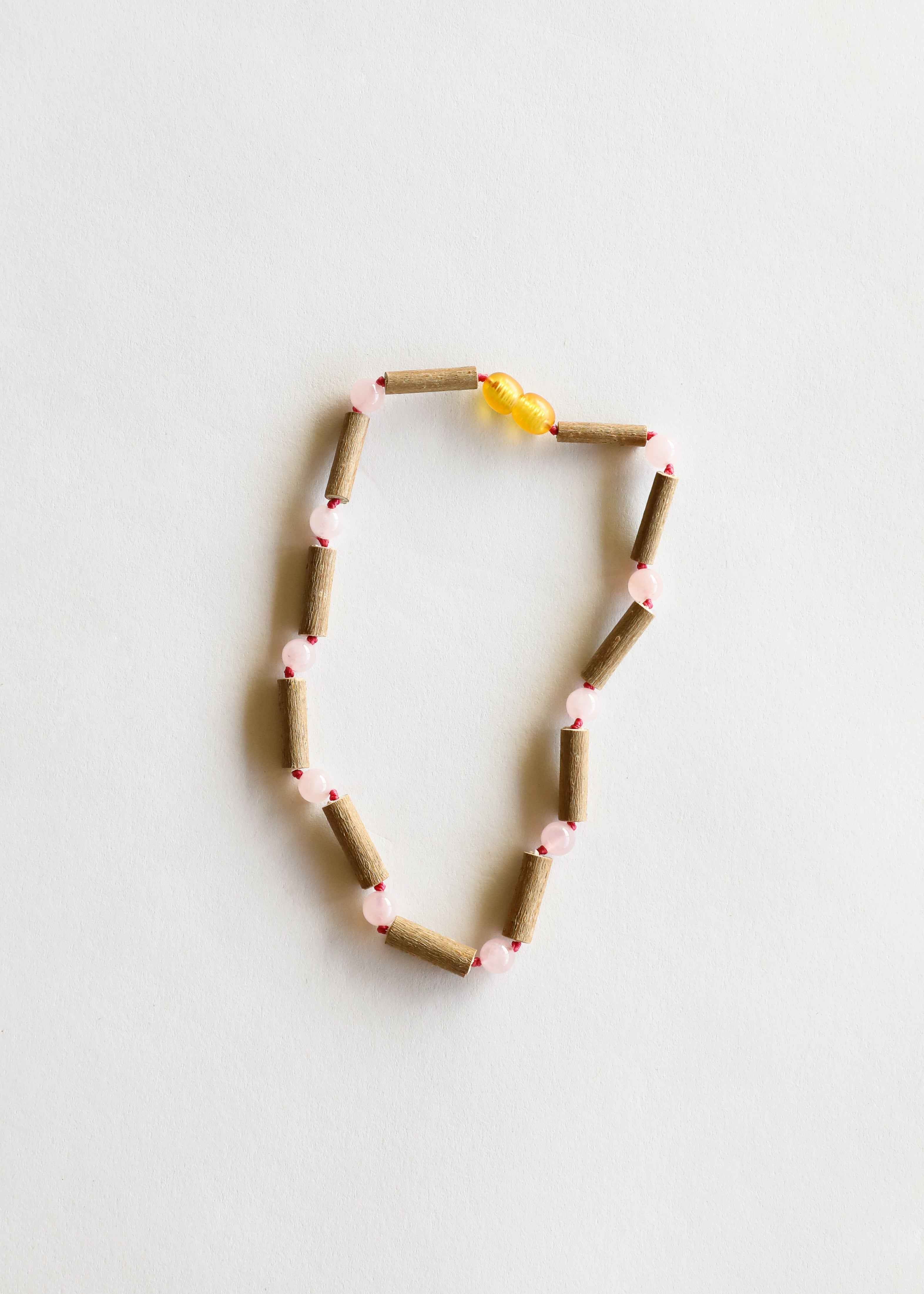 Hazelwood + Rose Quartz || Beaded Necklace by CanyonLeaf