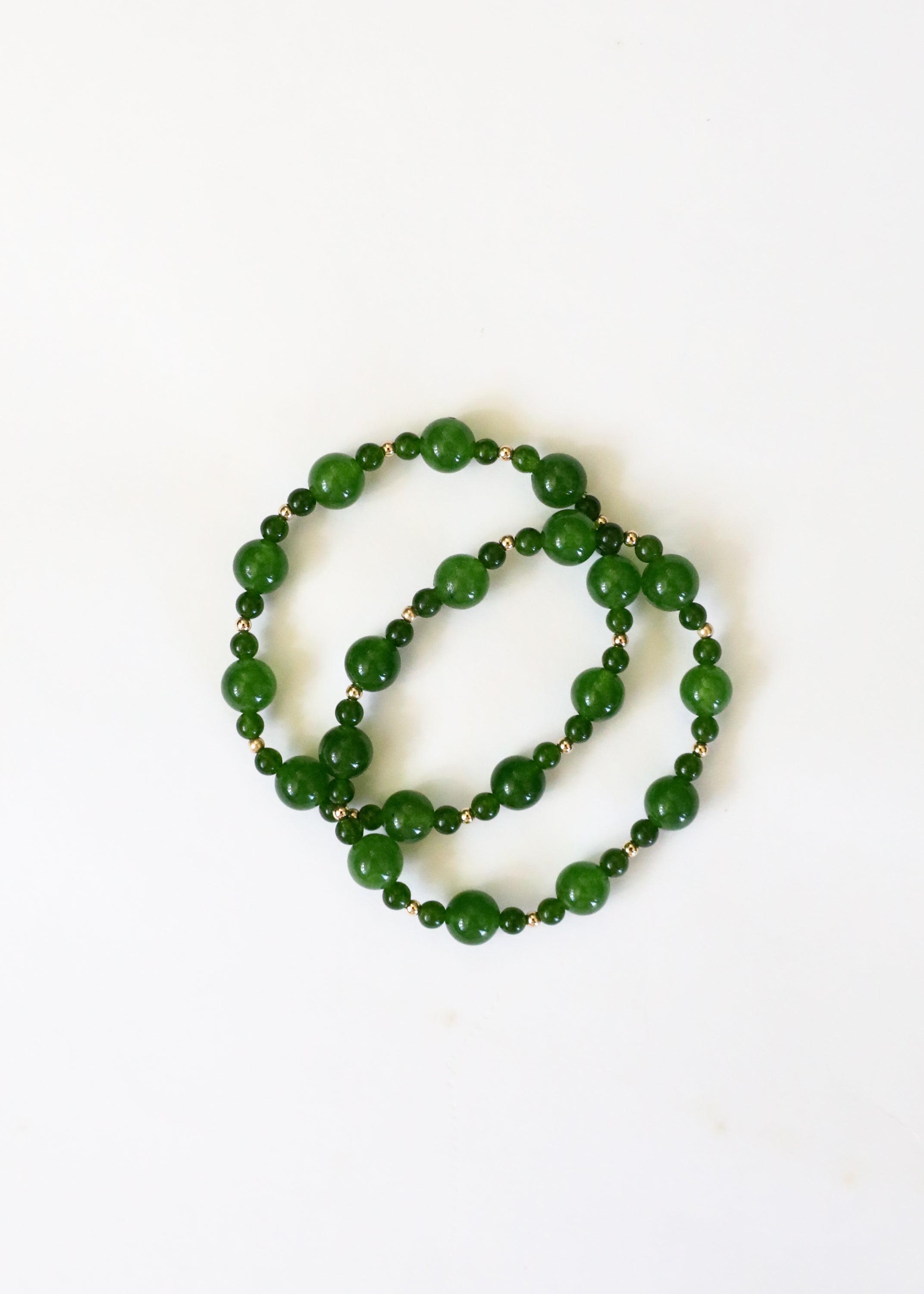 Green Jade + 14k Gold Filled || Stretch Bracelet by CanyonLeaf