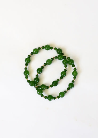 Green Jade + 14k Gold Filled || Stretch Bracelet by CanyonLeaf