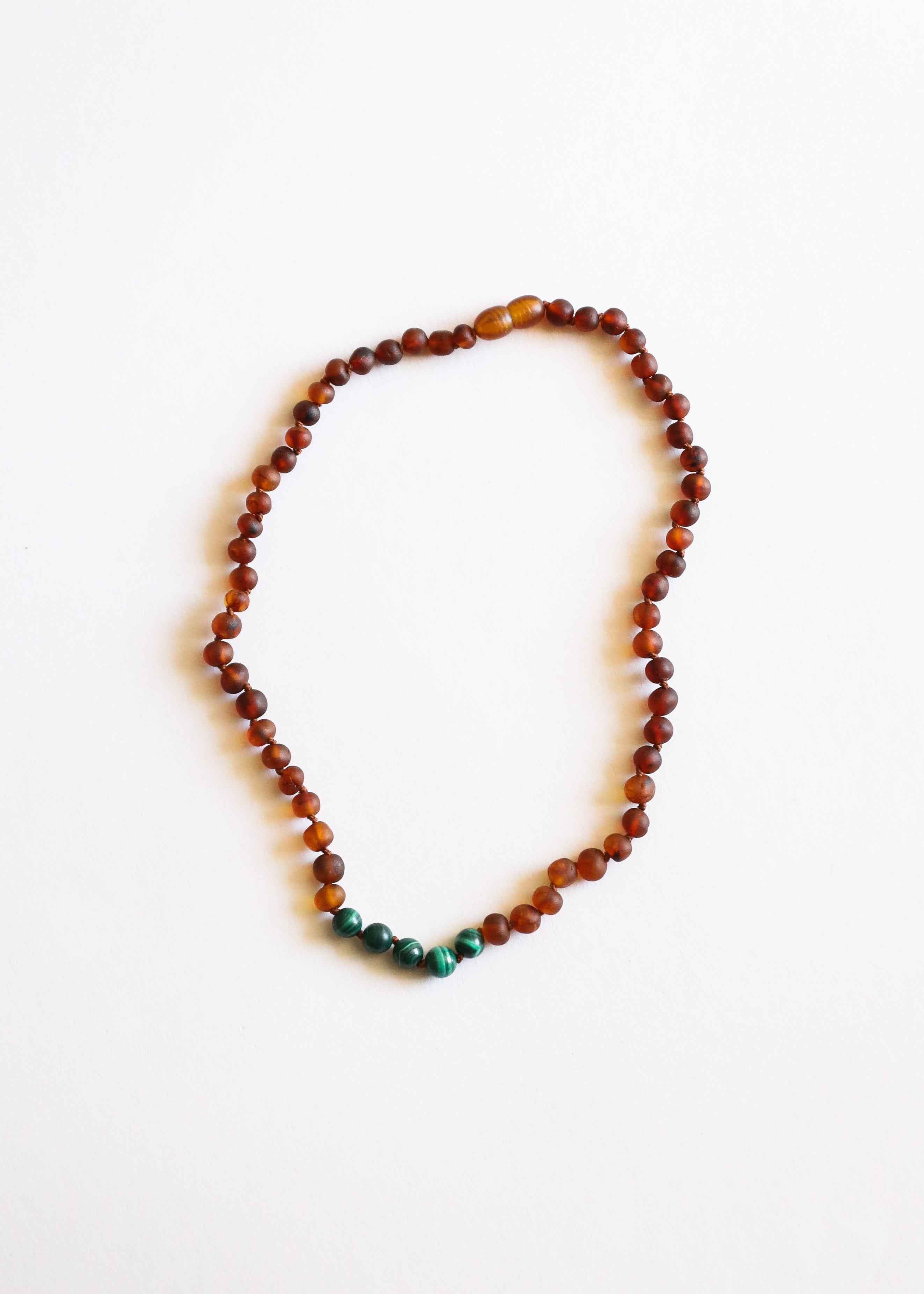 Raw Cognac Baltic Amber + Malachite || Necklace Set by CanyonLeaf