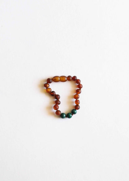 Raw Cognac Baltic Amber + Malachite || Anklet or Bracelet by CanyonLeaf