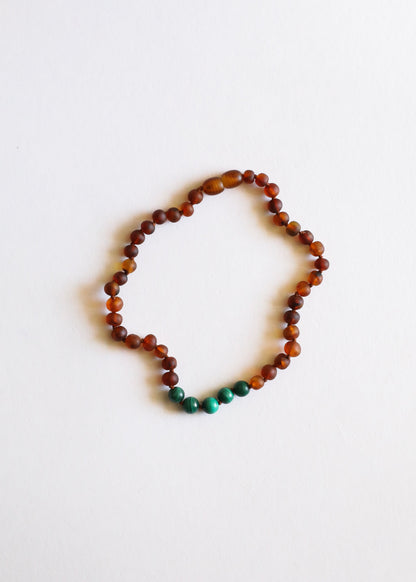 Raw Cognac Baltic Amber + Malachite || Necklace Set by CanyonLeaf