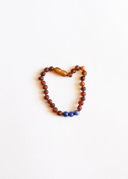 Raw Cognac Baltic Amber + Lapis Lazuli || Anklet or Bracelet by CanyonLeaf
