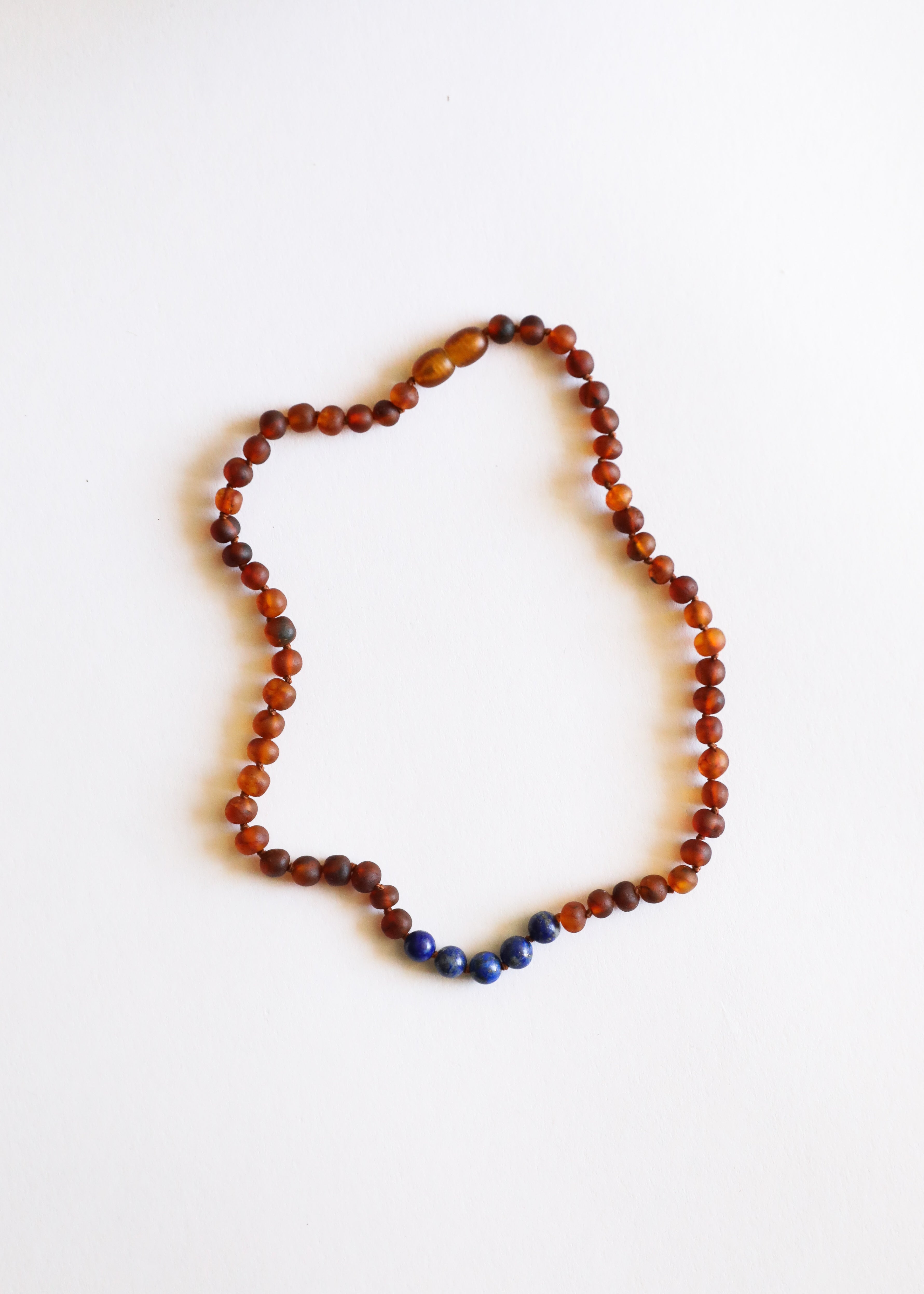Raw Cognac Baltic Amber + Lapis Stone Necklace by CanyonLeaf