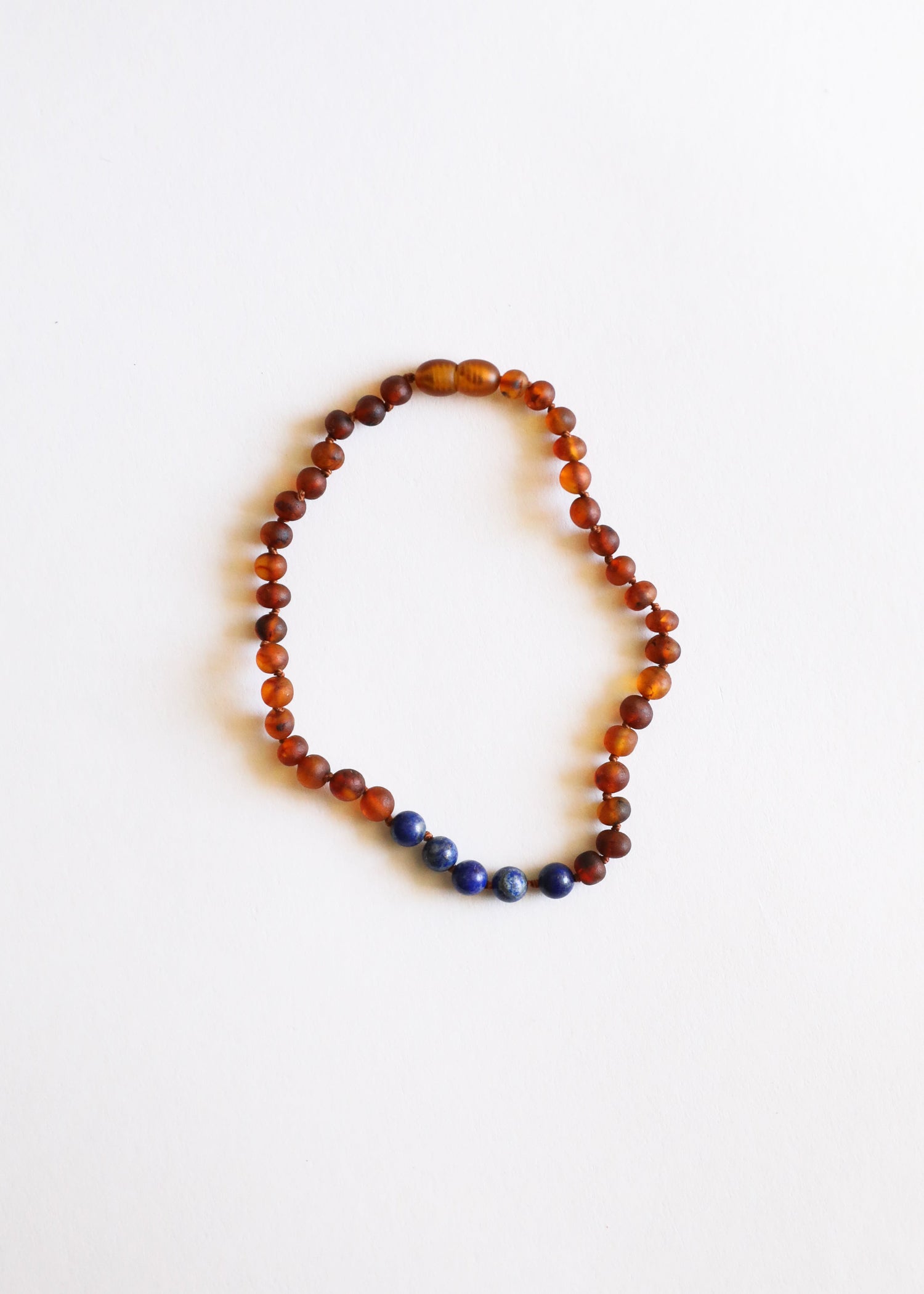 Raw Cognac Baltic Amber + Lapis Stone Necklace by CanyonLeaf