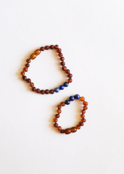 Raw Cognac Baltic Amber + Lapis Lazuli || Anklet or Bracelet by CanyonLeaf