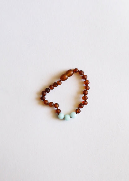 Raw Cognac Baltic Amber + Amazonite || Anklet or Bracelet by CanyonLeaf