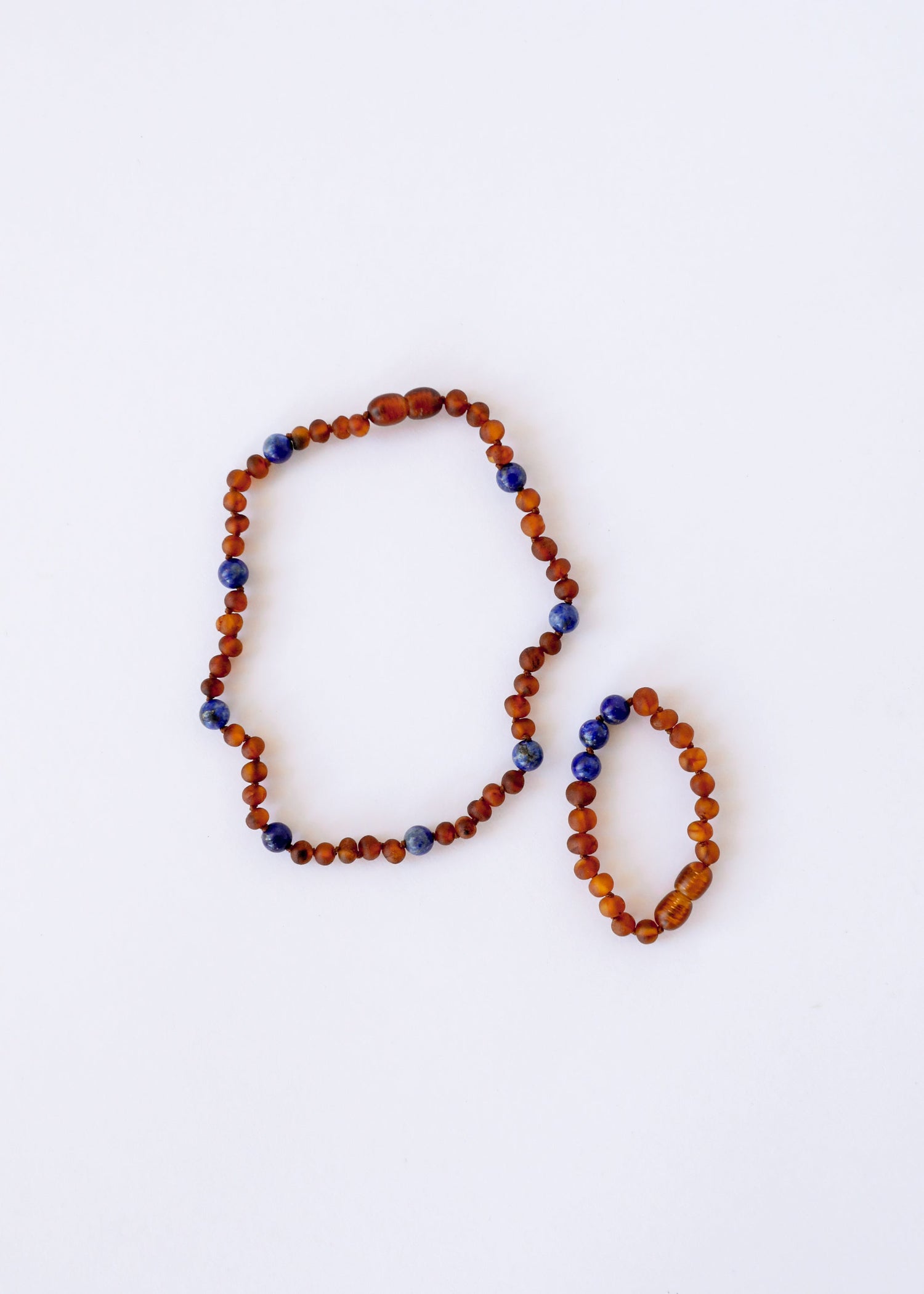 Raw Cognac Baltic Amber + Lapis Lazuli || Halo Necklace || by CanyonLeaf