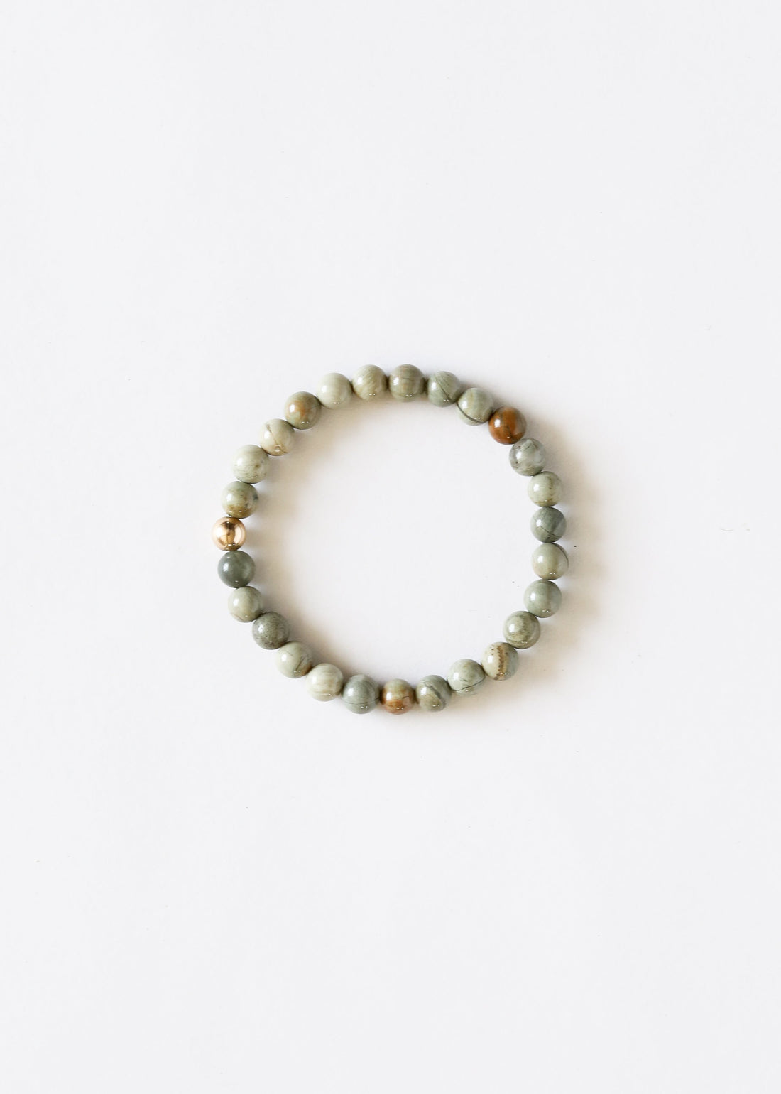 Silver Leaf Jasper + 14k Gold Filled || Adult Bracelet by CanyonLeaf