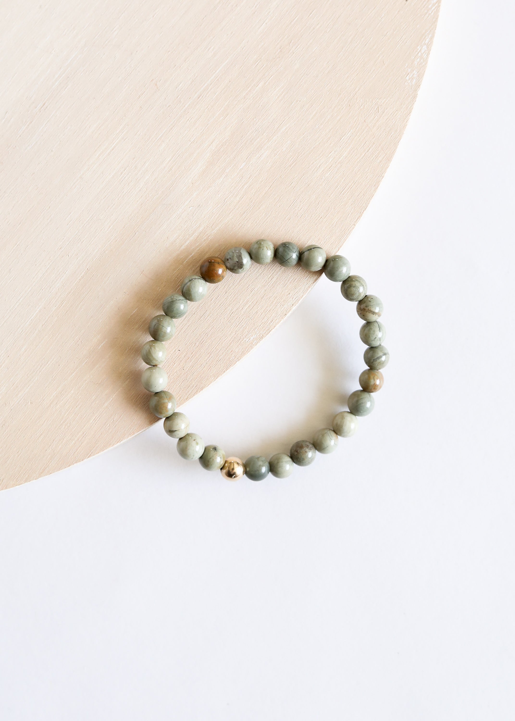 Silver Leaf Jasper + 14k Gold Filled || Adult Bracelet by CanyonLeaf