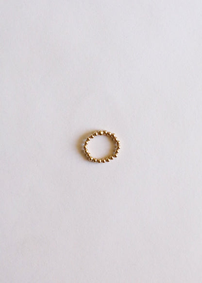Raw Cognac Baltic Amber + 14K Gold Filled Beaded Ring Stack by CanyonLeaf