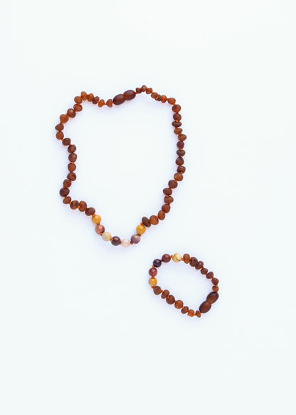 Raw Cognac Baltic Amber + Mookaite Jasper || Anklet or Bracelet by CanyonLeaf
