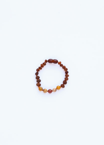 Raw Cognac Baltic Amber + Mookaite Jasper || Anklet or Bracelet by CanyonLeaf