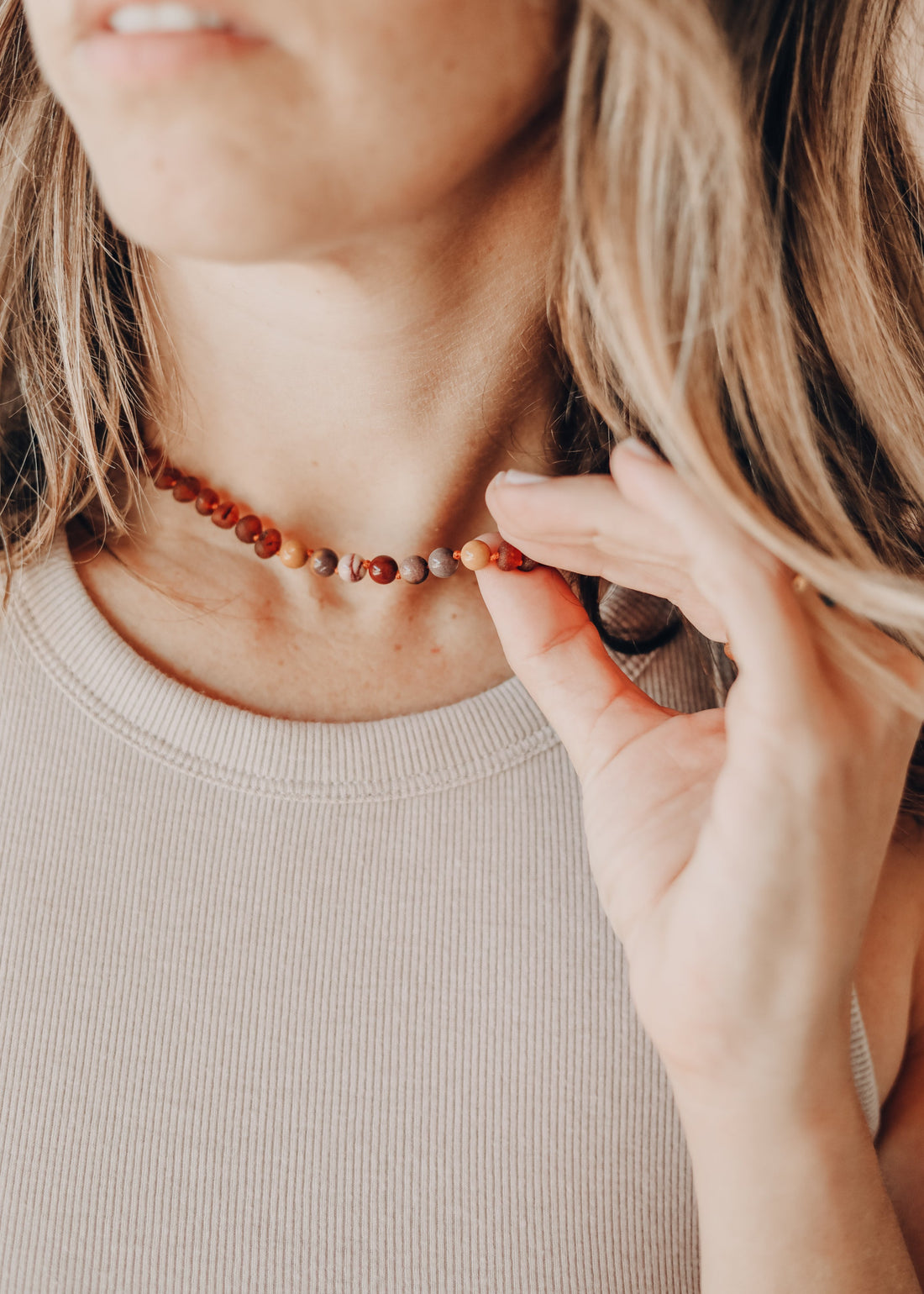 Raw Cognac Baltic Amber + Mookaite Jasper || Necklace by CanyonLeaf