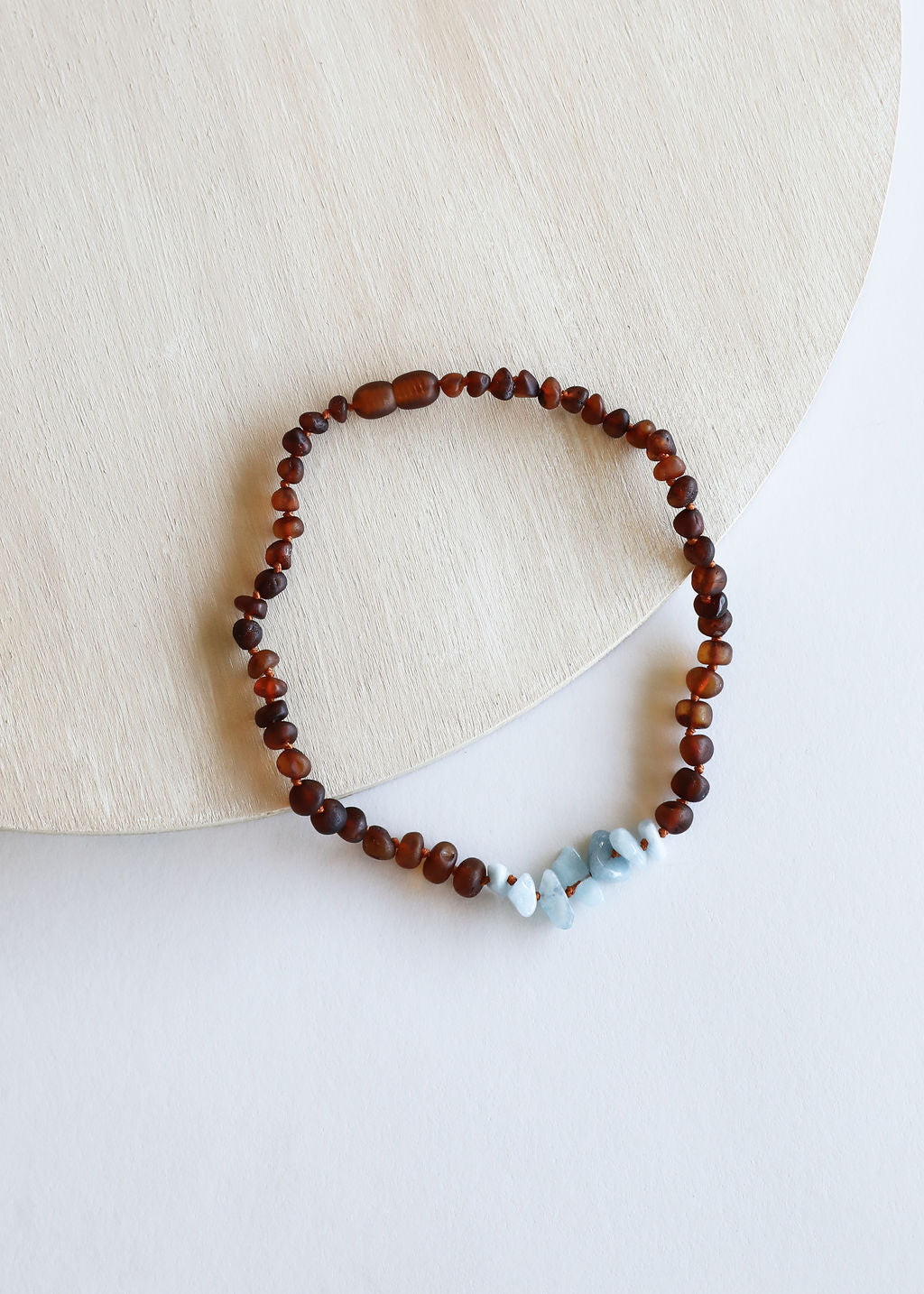 Raw Cognac Baltic Amber + Aquamarine || Necklace by CanyonLeaf