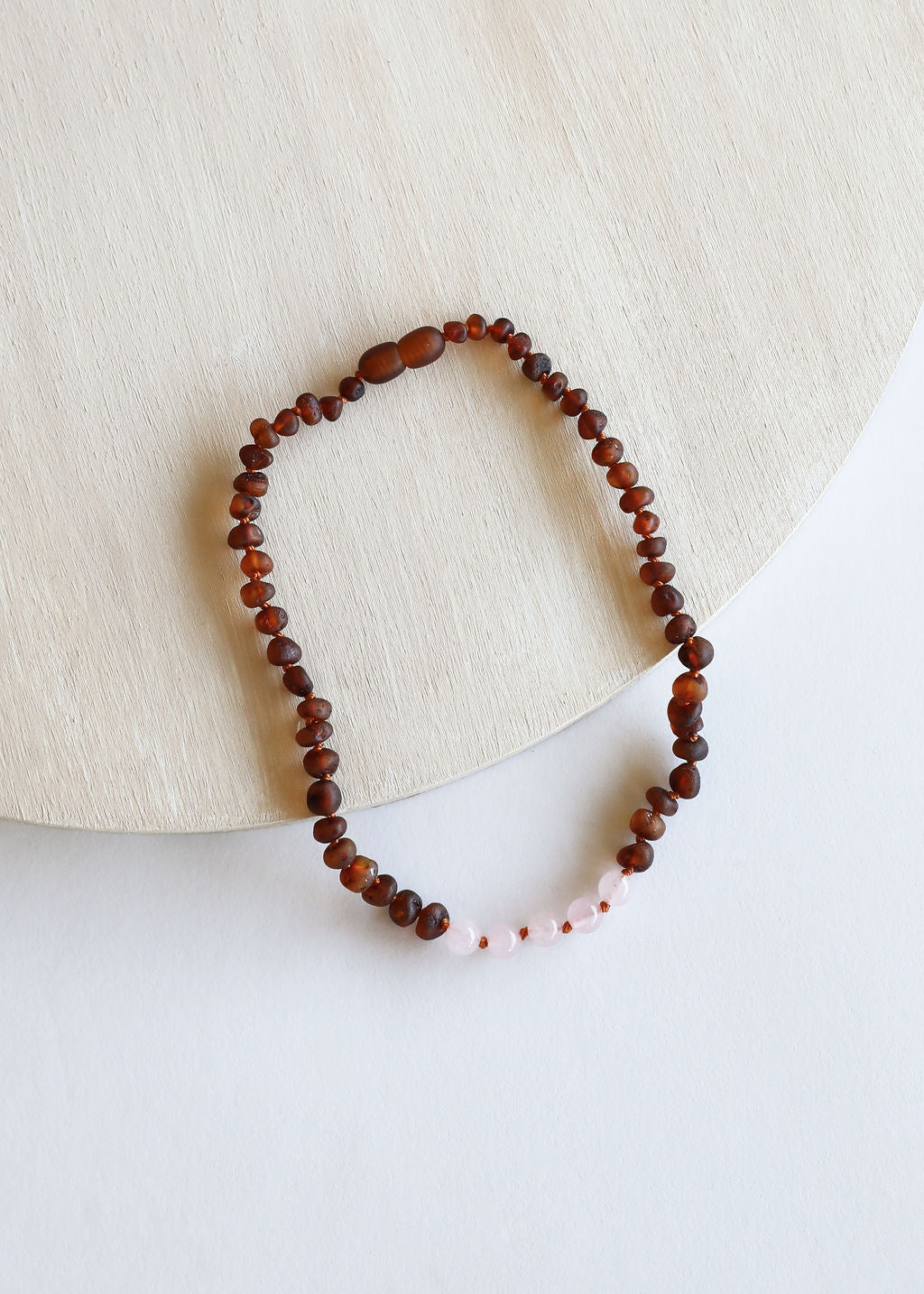 Raw Cognac Baltic Amber + Rose Quartz || Necklace by CanyonLeaf