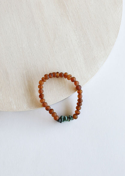 Raw Cognac Baltic Amber + Raw Turquoise Jasper || Adult Bracelet by CanyonLeaf